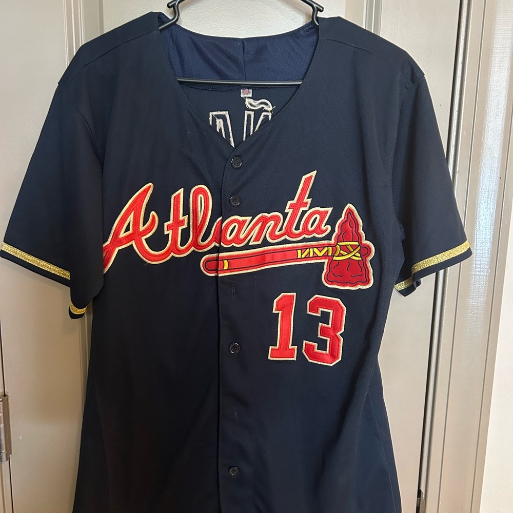 Atlanta Braves Acuna Jr Womens Baseball Jersey - Navy